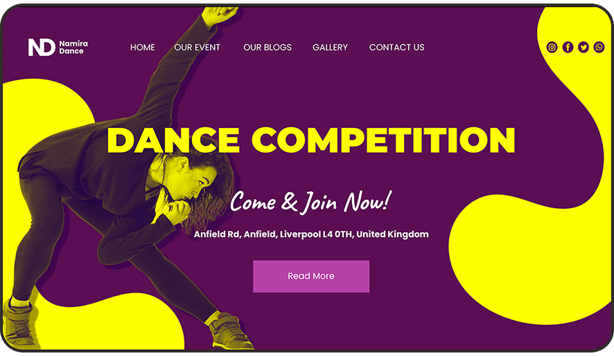 Dance Competition Web Mockup